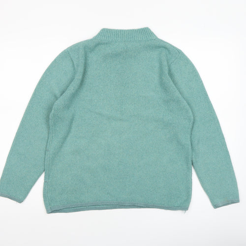 Elizabeth Scott Women's Green Wool Blend Mock Neck Embroidered Pullover Jumper M