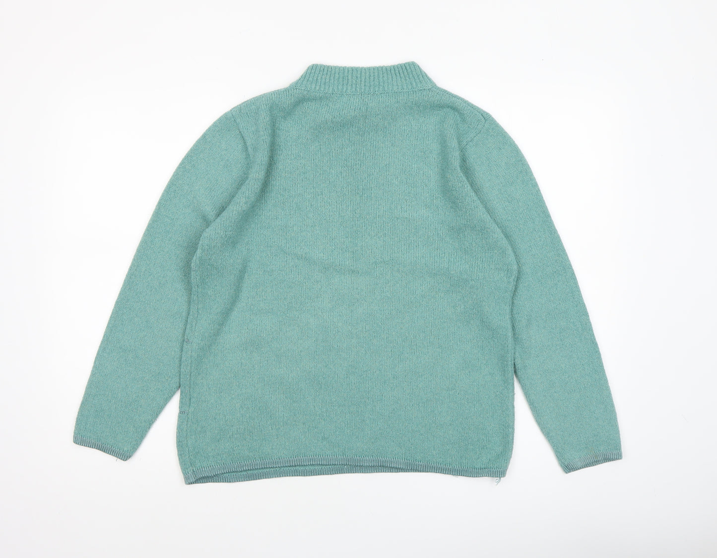 Elizabeth Scott Women's Green Wool Blend Mock Neck Embroidered Pullover Jumper M