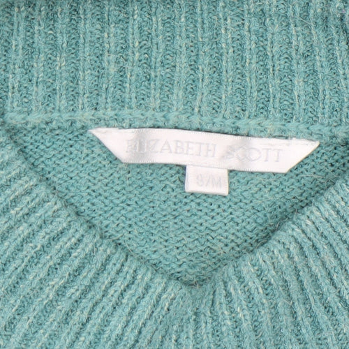 Elizabeth Scott Women's Green Wool Blend Mock Neck Embroidered Pullover Jumper M