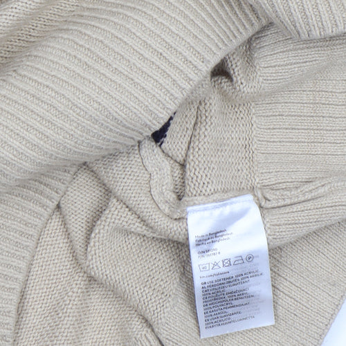 H&M Women’s Beige & Black Striped Crew Neck Pullover Jumper Size 8