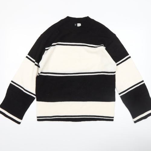 H&M Divided Women's Black White Striped Knit Jumper XS