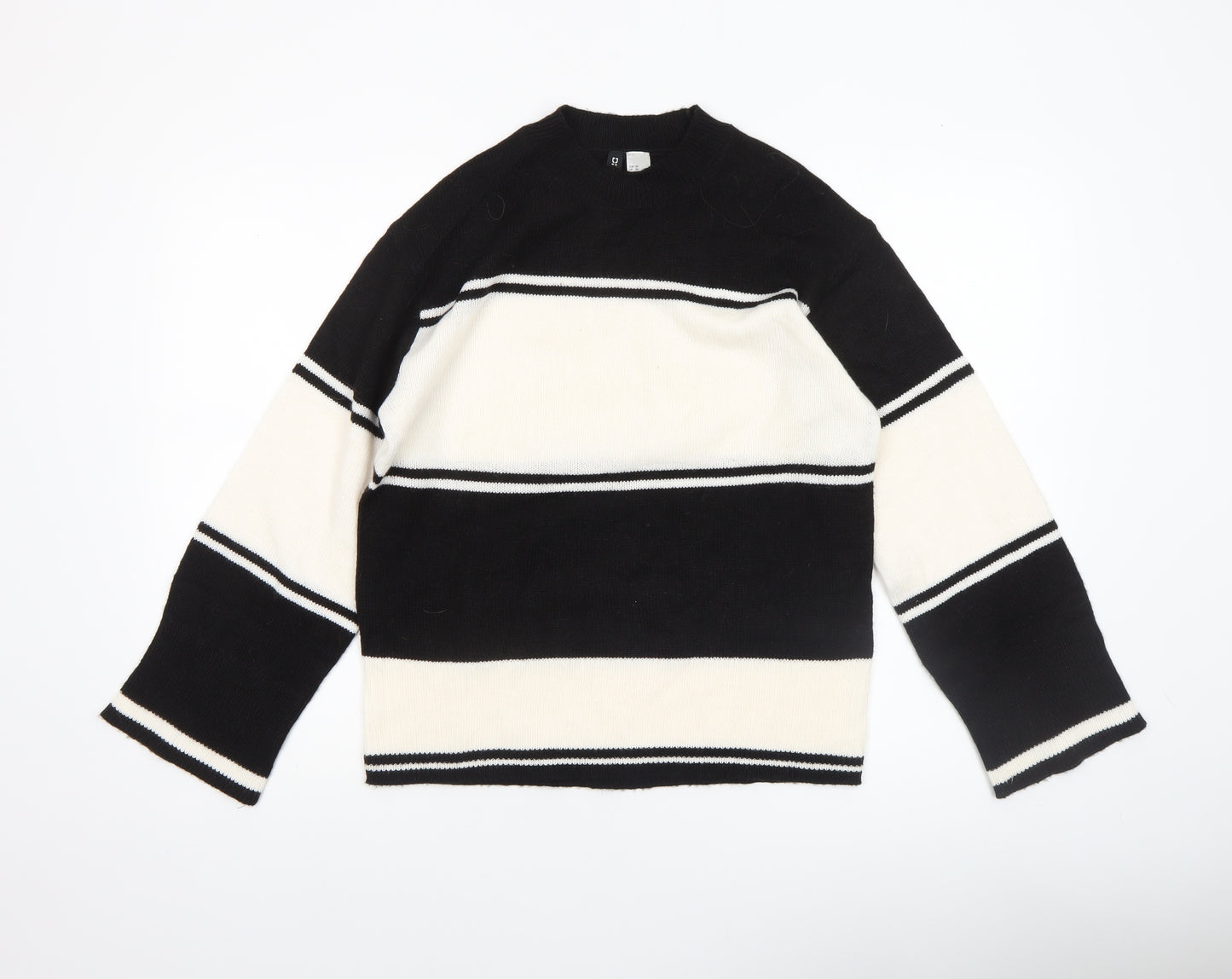 H&M Divided Women's Black White Striped Knit Jumper XS