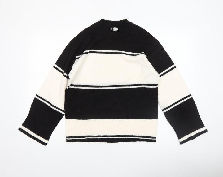 H&M Divided Women's Black White Striped Knit Jumper XS