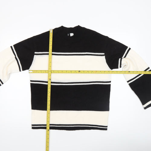 H&M Divided Women's Black White Striped Knit Jumper XS