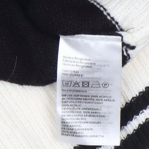 H&M Divided Women's Black White Striped Knit Jumper XS