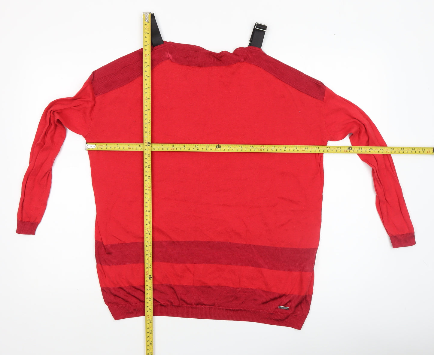 Guess Women's Red Boat Neck Long Sleeve Pullover Jumper Size 6