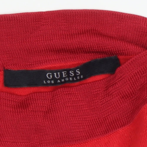 Guess Women's Red Boat Neck Long Sleeve Pullover Jumper Size 6