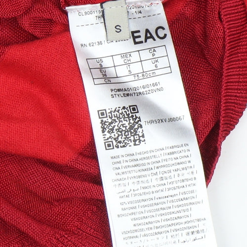 Guess Women's Red Boat Neck Long Sleeve Pullover Jumper Size 6