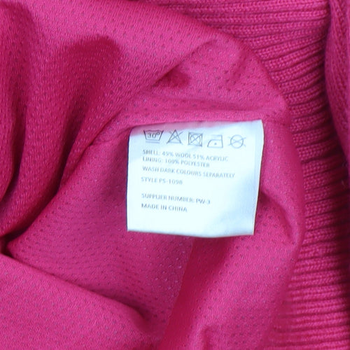 Palm Grove Women's Pink Wool Blend V-Neck Jumper Size 14