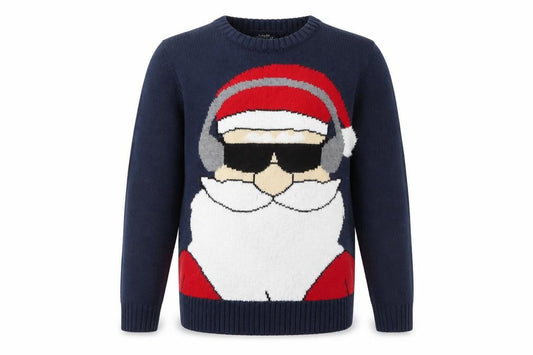 Merry Christmas Boys Navy Blue Acrylic Christmas Jumper Age 10 Santa Design
