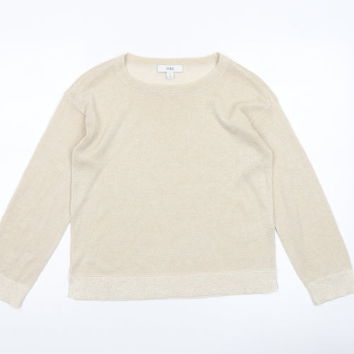 Marks and Spencer Women’s Beige XS Crew Neck Long Sleeve Knit Jumper