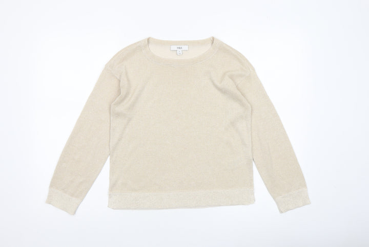 Marks and Spencer Women’s Beige XS Crew Neck Long Sleeve Knit Jumper