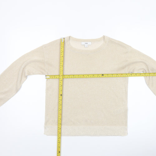 Marks and Spencer Women’s Beige XS Crew Neck Long Sleeve Knit Jumper