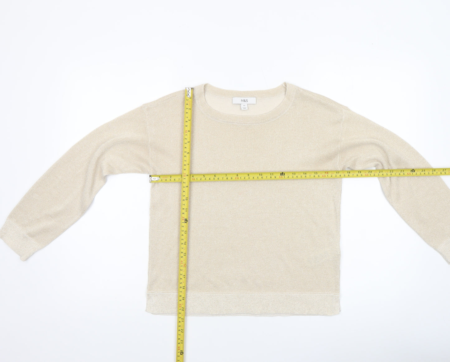 Marks and Spencer Women’s Beige XS Crew Neck Long Sleeve Knit Jumper