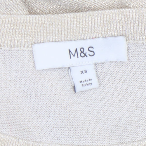 Marks and Spencer Women’s Beige XS Crew Neck Long Sleeve Knit Jumper