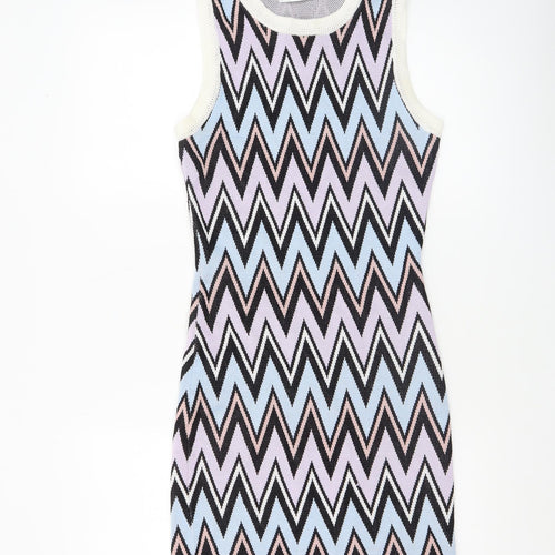 FLAM Mode Women’s Multicoloured Chevron Bodycon Mini Dress S