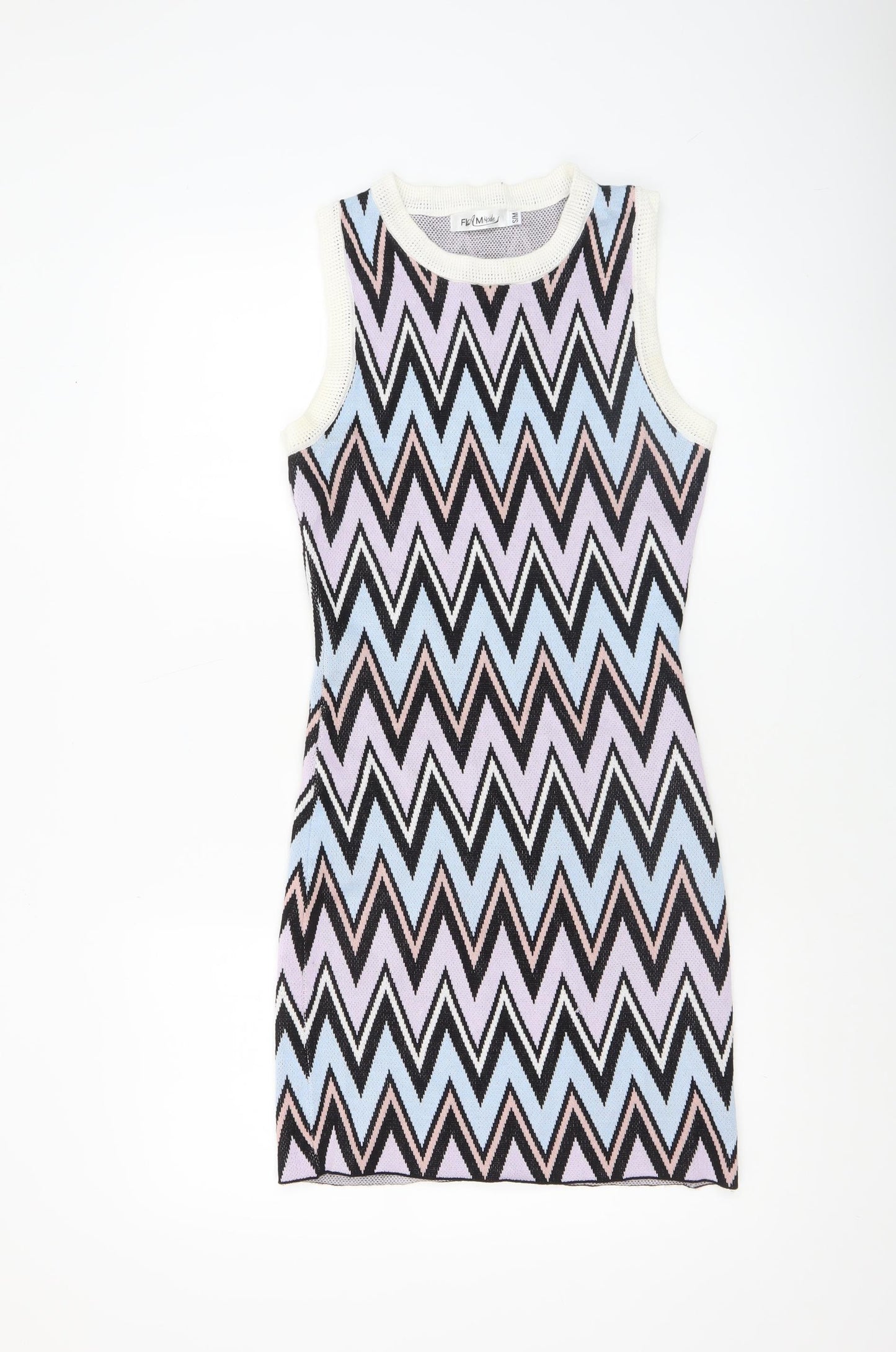 FLAM Mode Women’s Multicoloured Chevron Bodycon Mini Dress S