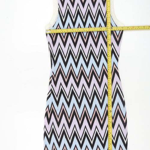 FLAM Mode Women’s Multicoloured Chevron Bodycon Mini Dress S