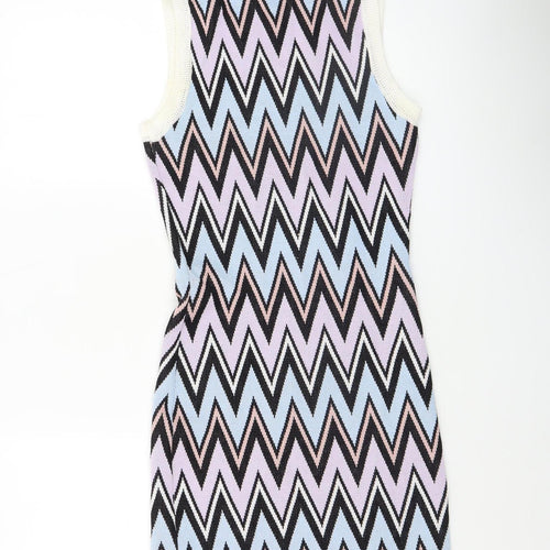 FLAM Mode Women’s Multicoloured Chevron Bodycon Mini Dress S