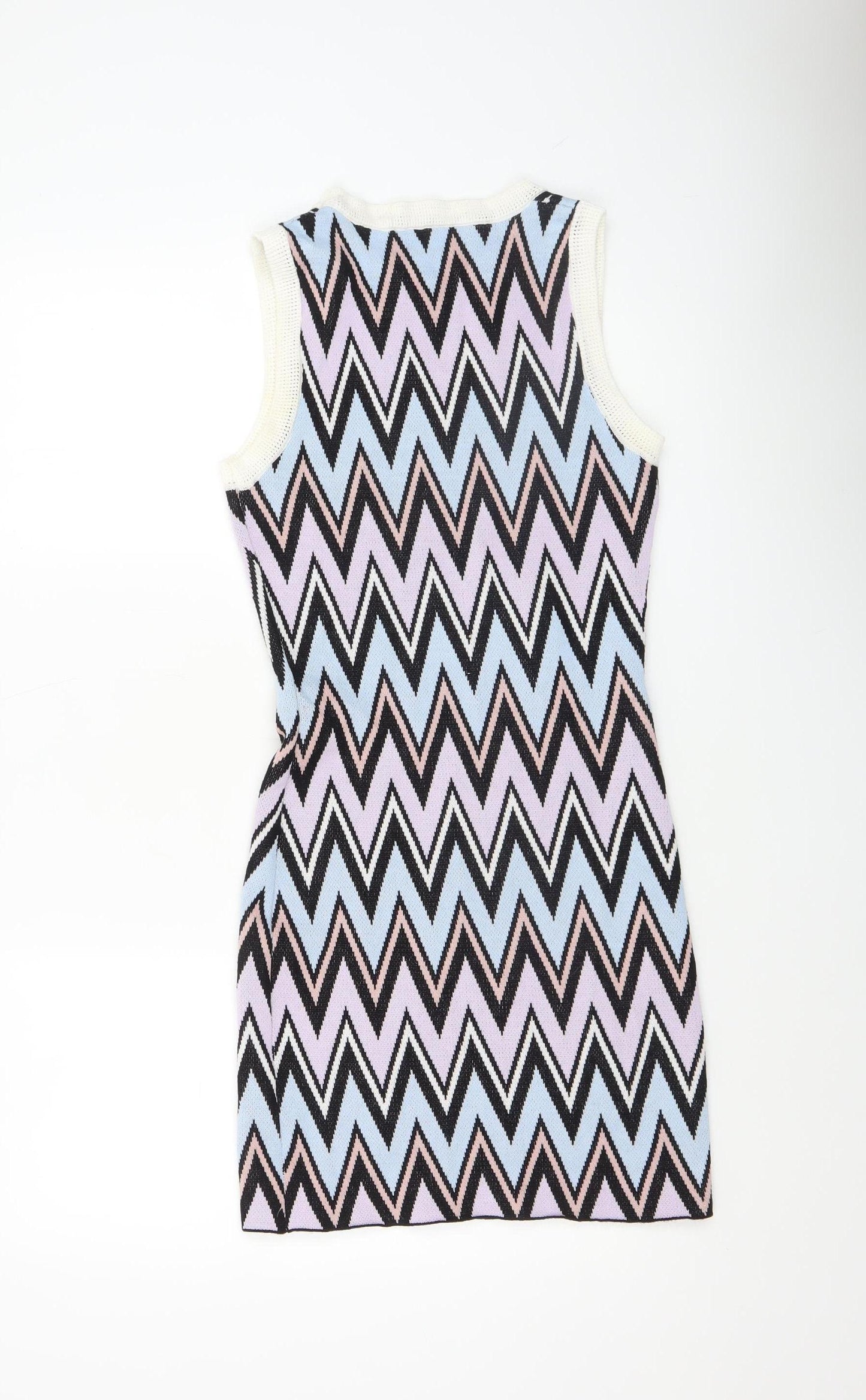 FLAM Mode Women’s Multicoloured Chevron Bodycon Mini Dress S