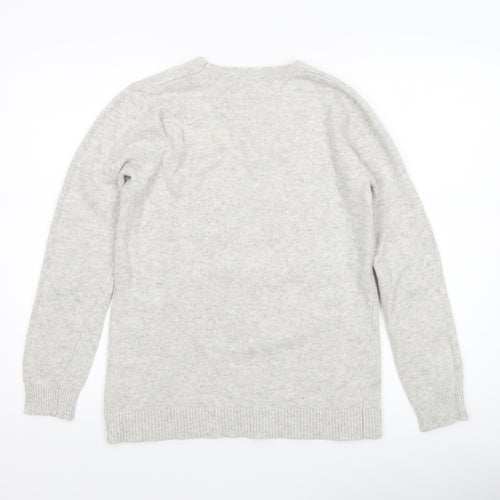 Oasis Women’s Grey Reindeer Sequin Jumper Size M Crew Neck Knitwear