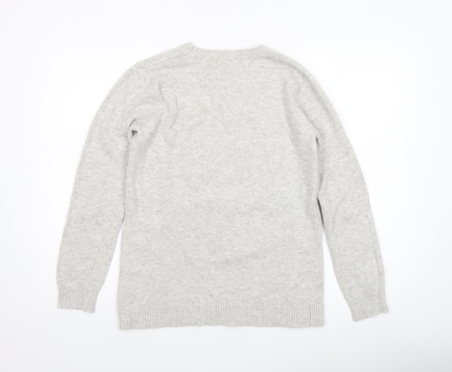Oasis Women’s Grey Reindeer Sequin Jumper Size M Crew Neck Knitwear