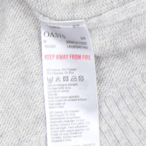 Oasis Women’s Grey Reindeer Sequin Jumper Size M Crew Neck Knitwear