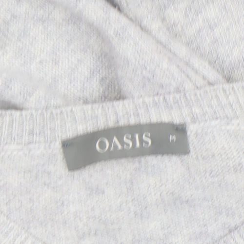 Oasis Women’s Grey Reindeer Sequin Jumper Size M Crew Neck Knitwear