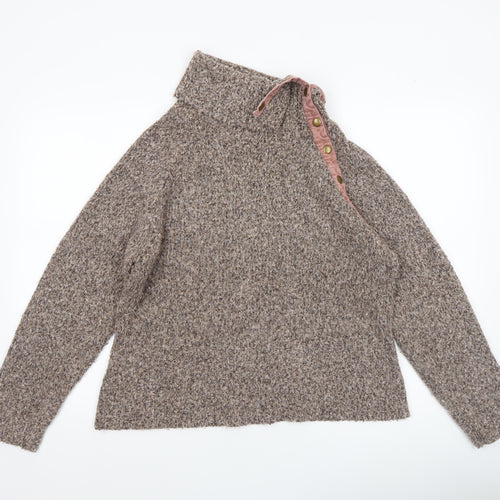 M&Co Women Brown Chunky Knit High Neck Pullover Jumper L