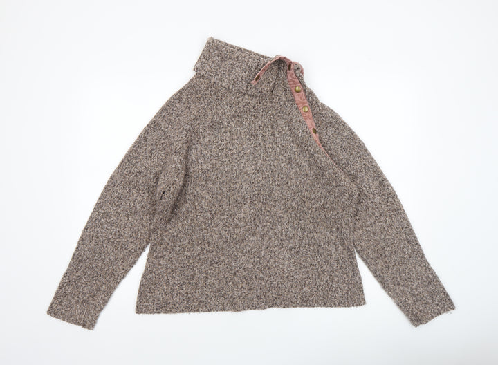 M&Co Women Brown Chunky Knit High Neck Pullover Jumper L