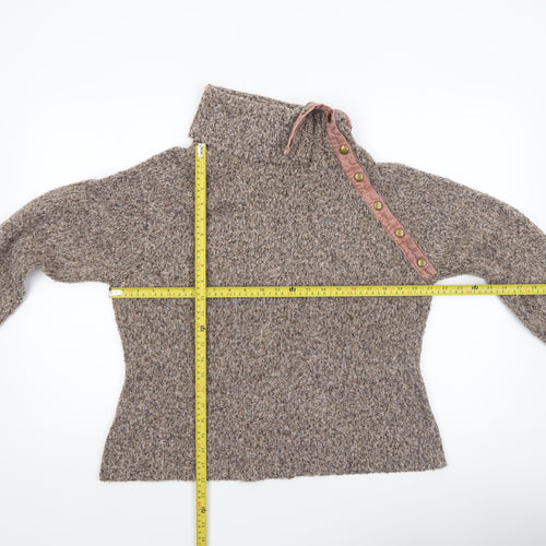 M&Co Women Brown Chunky Knit High Neck Pullover Jumper L