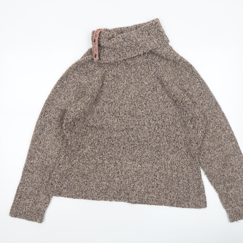 M&Co Women Brown Chunky Knit High Neck Pullover Jumper L