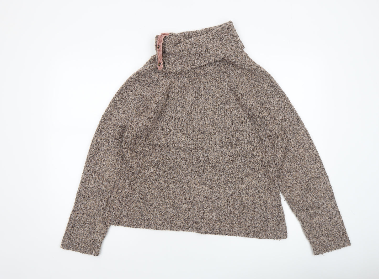 M&Co Women Brown Chunky Knit High Neck Pullover Jumper L