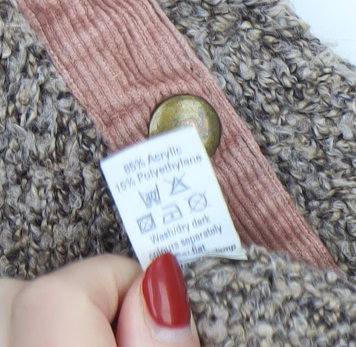 M&Co Women Brown Chunky Knit High Neck Pullover Jumper L