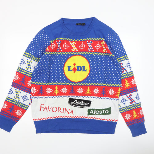Livergy Men Blue Christmas Fair Isle Pullover Jumper L