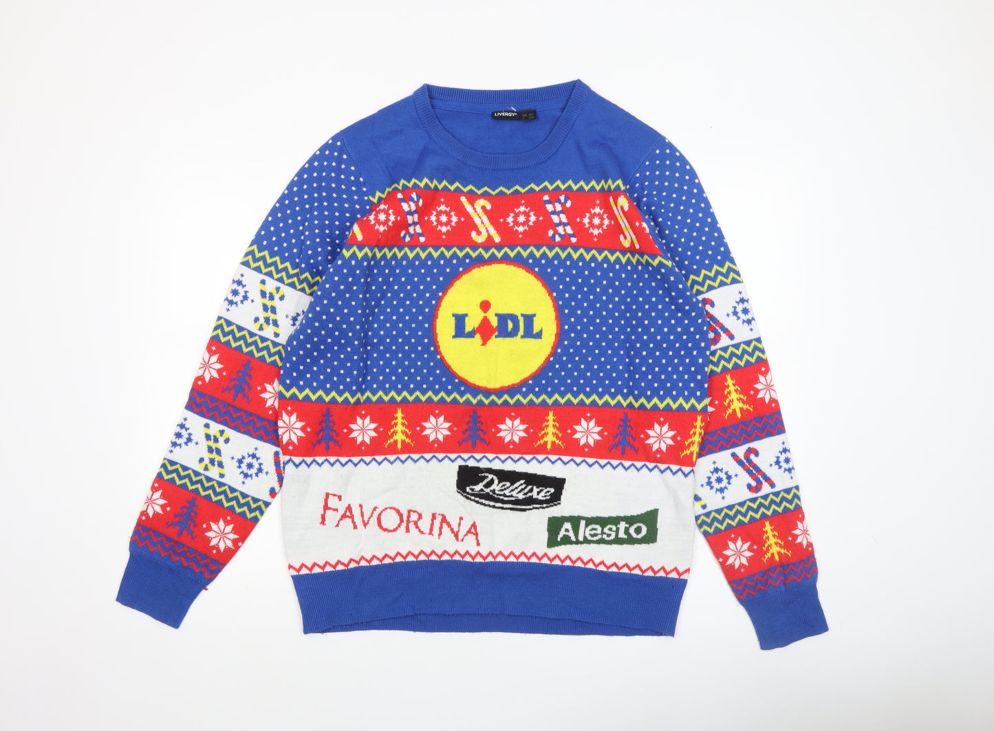 Livergy Men Blue Christmas Fair Isle Pullover Jumper L