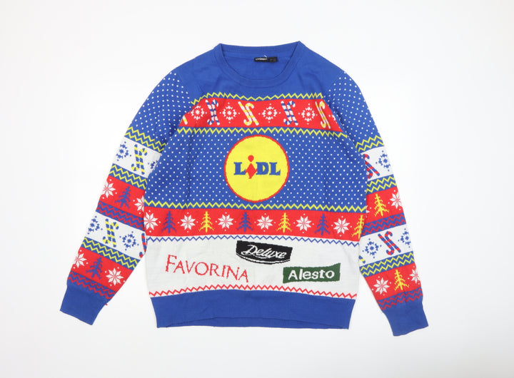 Livergy Men Blue Christmas Fair Isle Pullover Jumper L