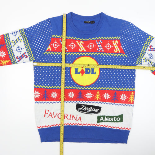 Livergy Men Blue Christmas Fair Isle Pullover Jumper L