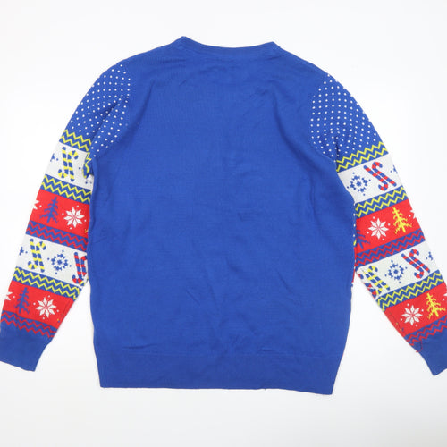 Livergy Men Blue Christmas Fair Isle Pullover Jumper L