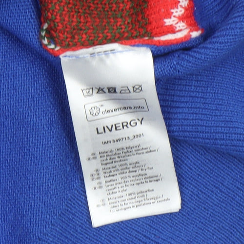 Livergy Men Blue Christmas Fair Isle Pullover Jumper L
