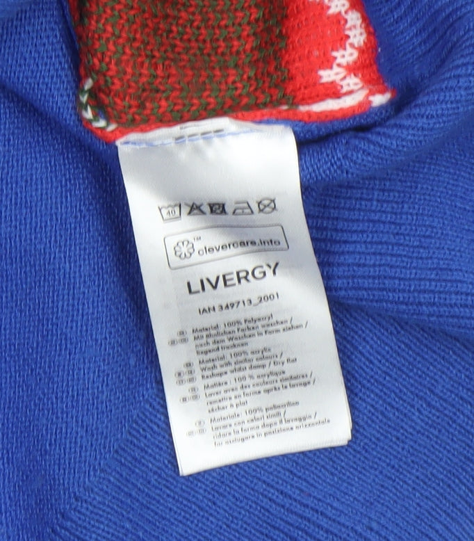 Livergy Men Blue Christmas Fair Isle Pullover Jumper L