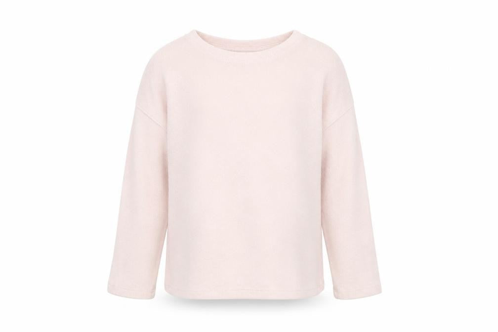 Front view of Zara girls’ pink jumper 6-7 years soft knit crew neck