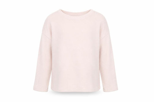 Front view of Zara girls’ pink jumper 6-7 years soft knit crew neck