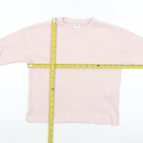 Zara Girls Pink Pullover Jumper 6-7 Years Soft Knit Crew Neck