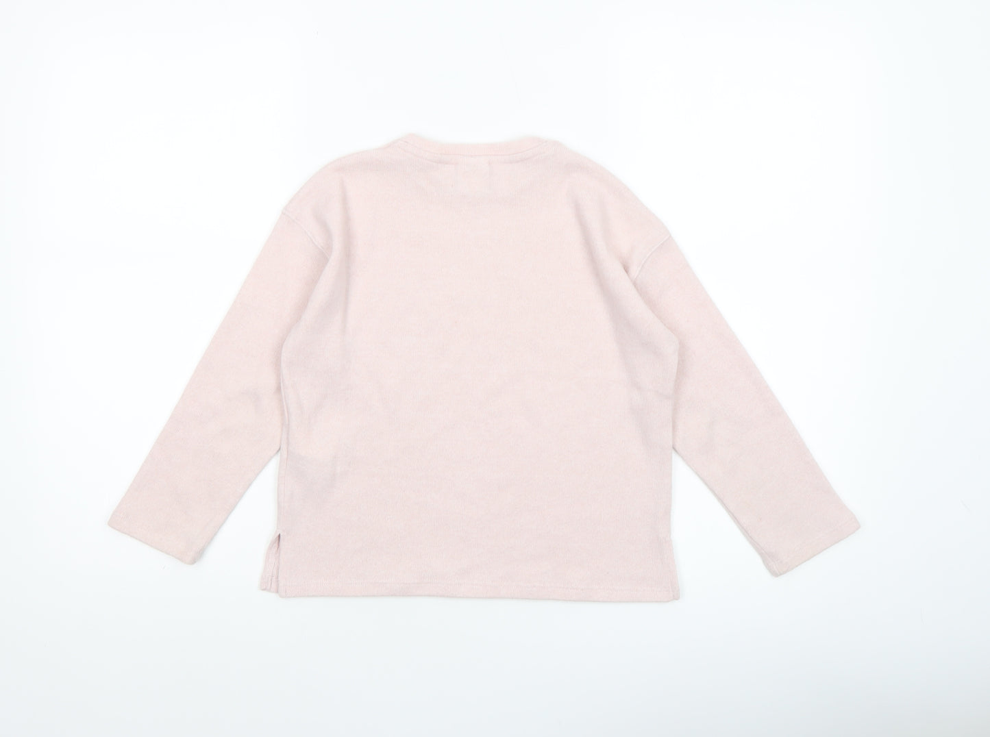 Zara Girls Pink Pullover Jumper 6-7 Years Soft Knit Crew Neck