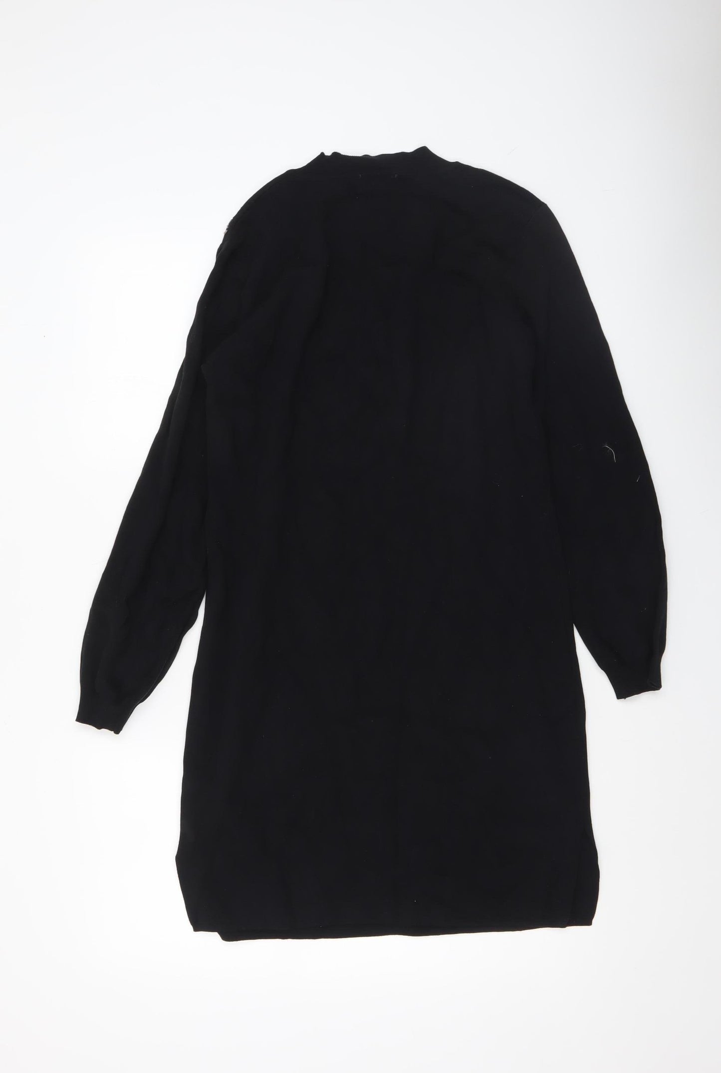 Wild Flower Womens Black Beaded Crew Neck Long Sleeve Pullover Jumper Size L