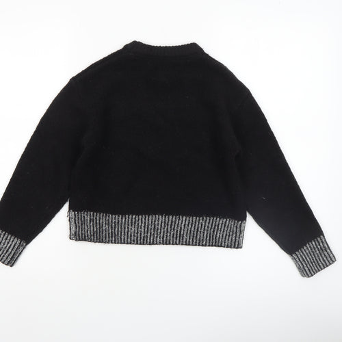 River Island Girls Black Sparkle Season Beaded Pullover Jumper 7-8 Years