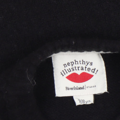 River Island Girls Black Sparkle Season Beaded Pullover Jumper 7-8 Years