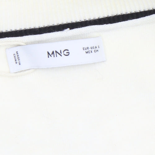 MNG Women's Ivory V-Neck Knit Jumper Size S Classic Style