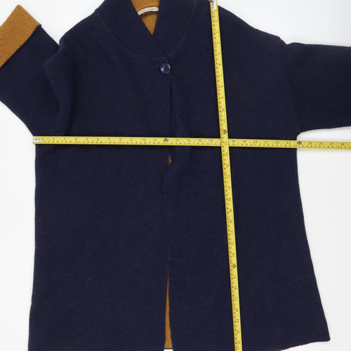 Chiaramente Womens Blue Wool Cape Jumper L Relaxed Fit